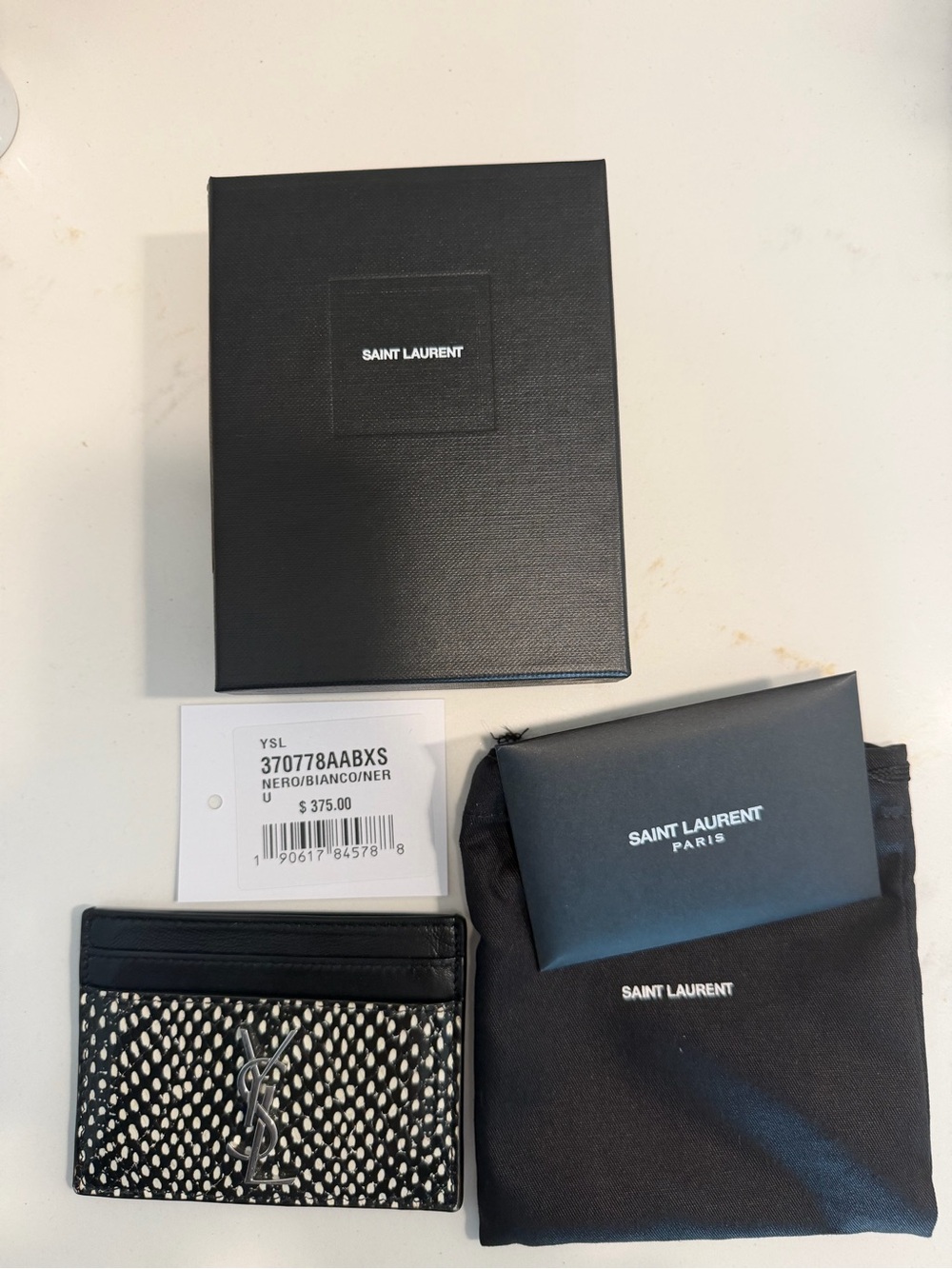 YSL Saint Laurent Python Embossed Card Case RARE - Picture 4 of 6